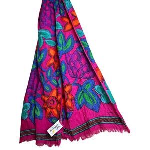 Liz Claiborne 100% Silk Head Scarf 55x9 In Japan Vintage Vibrant Floral 70’s‎